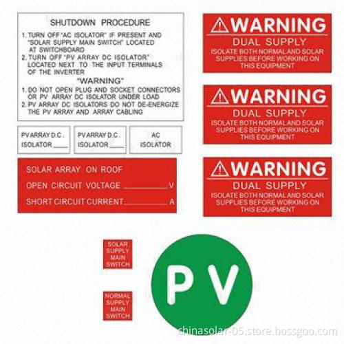 Solar Warning Label